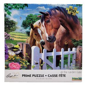 At the Garden Gate Horses 100 Piece Puzzle